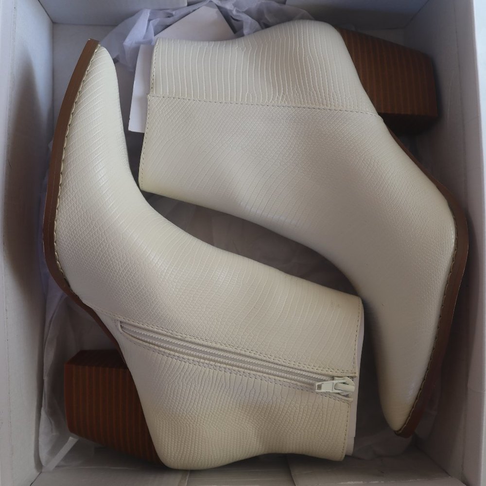 Ivory Pointed Toe Ankle Booties - Picture 3 of 3